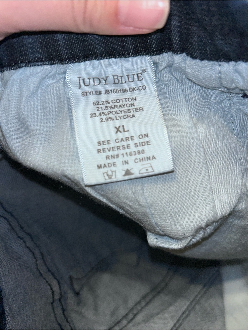 Judy Blue Dark Wash Blue Frayed Hem Pull On Mid To High Waist Denim Shorts XL - Picture 14 of 14